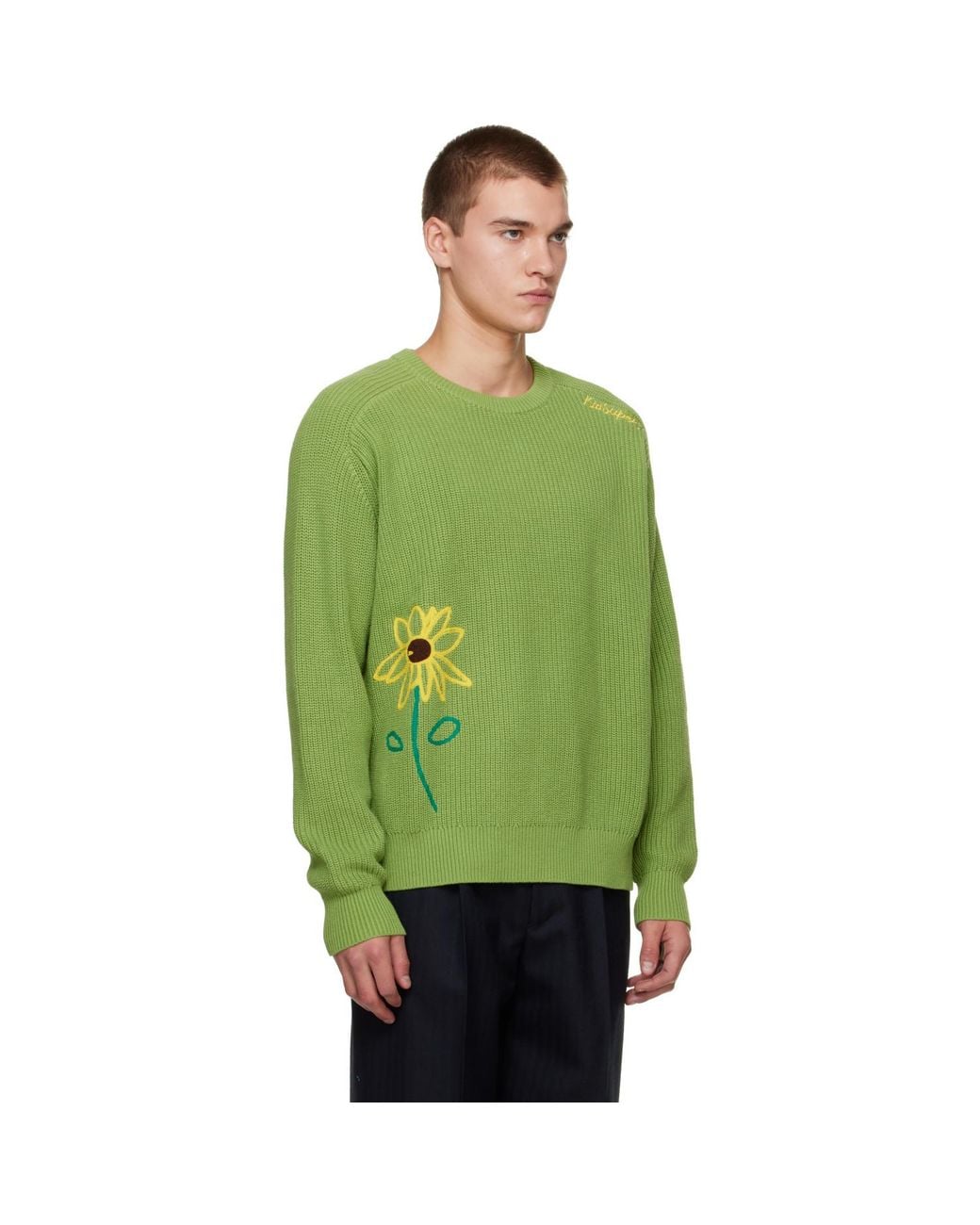 Kidsuper Green Knit 'Flower' Sweater for men