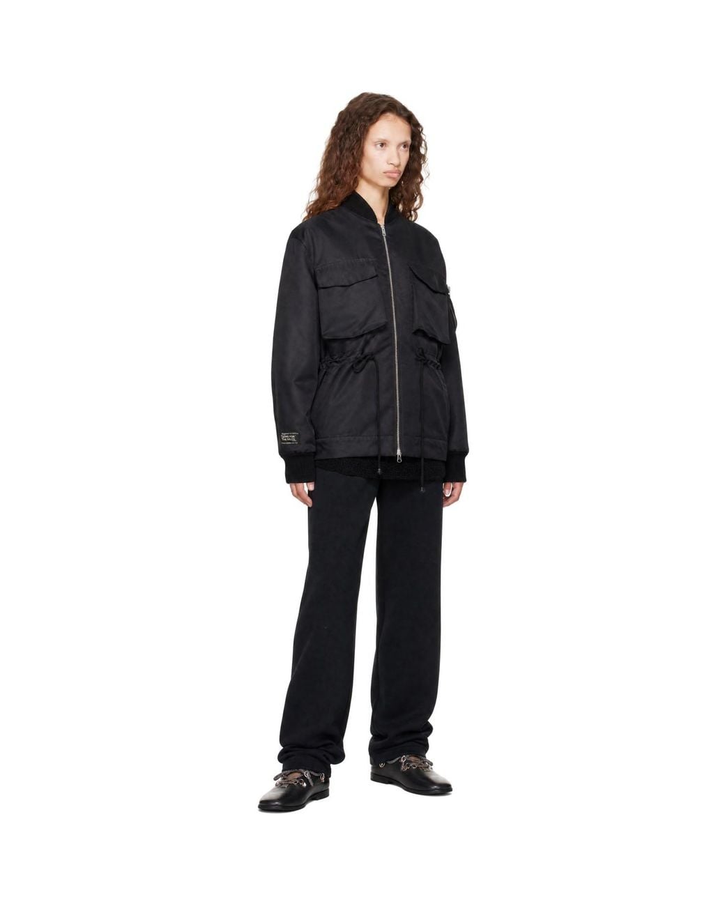 Song For The Mute Black Heavy Memory Satin Gathered Field Jacket