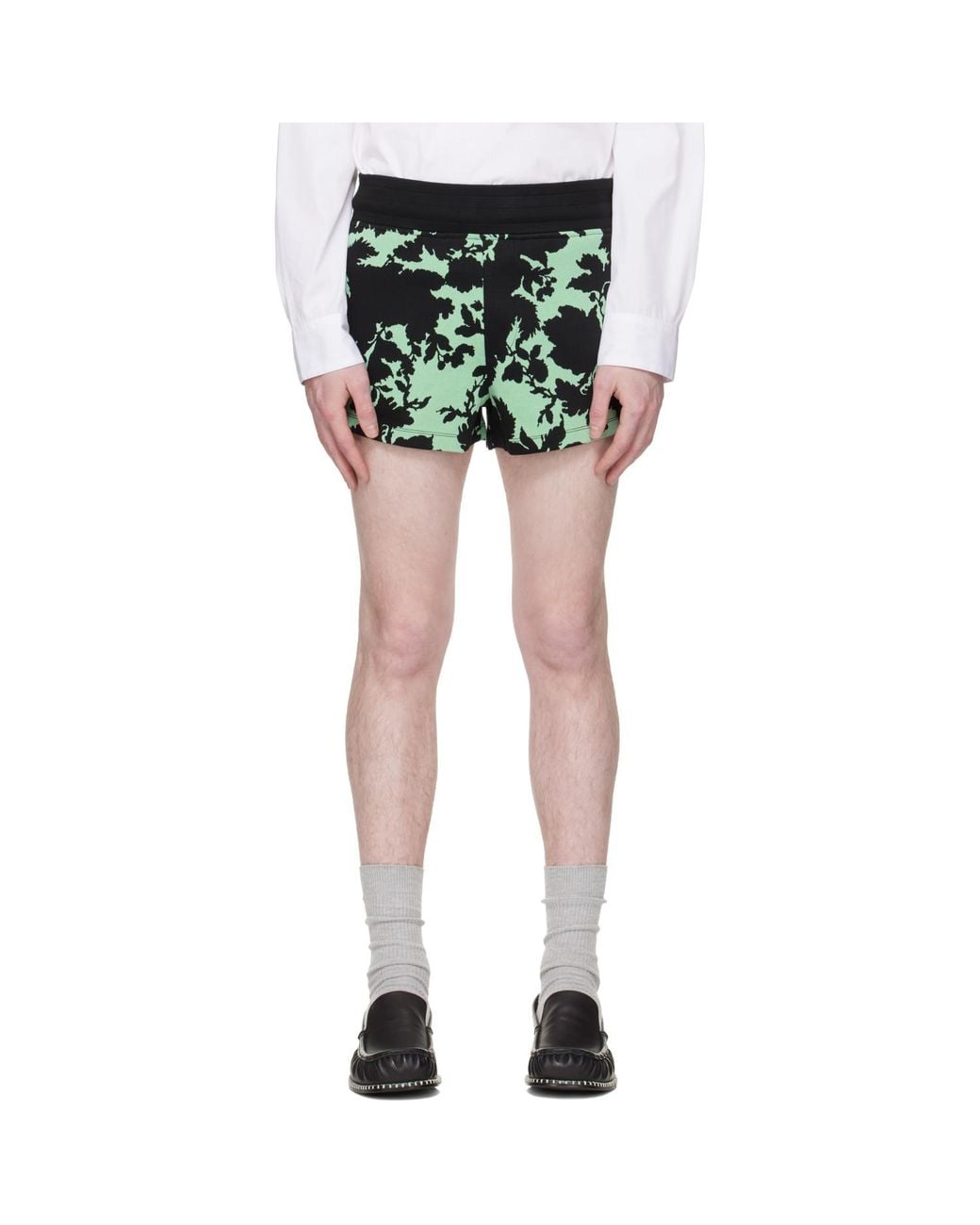 Dries Van Noten Black Ribbed Jacquard Shorts for men