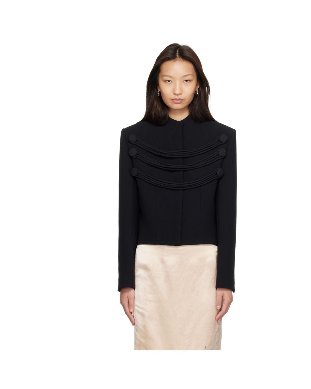 Khaite Black York Cord Embroidered Jacket