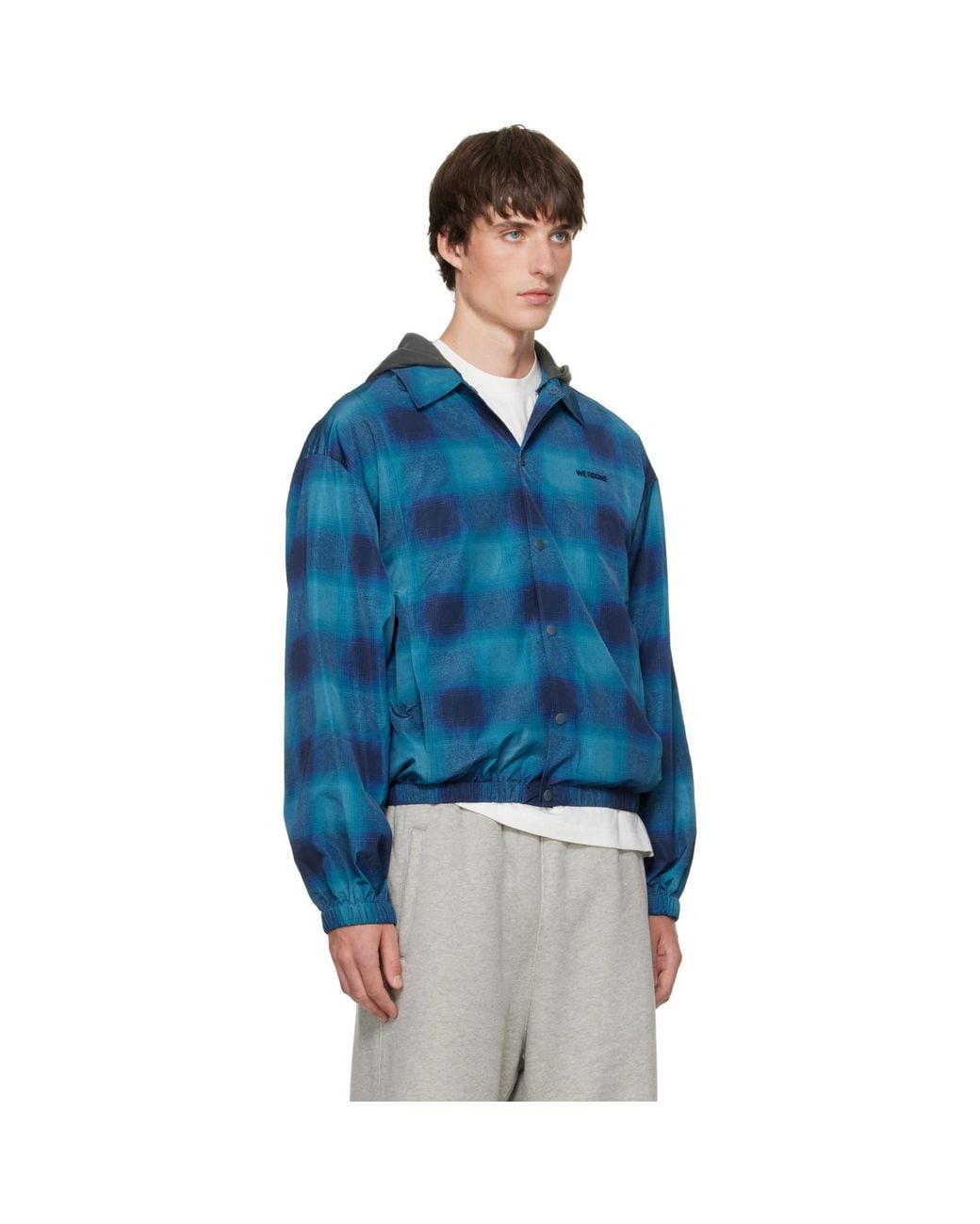 we11done Blue Check Coach Jacket for men