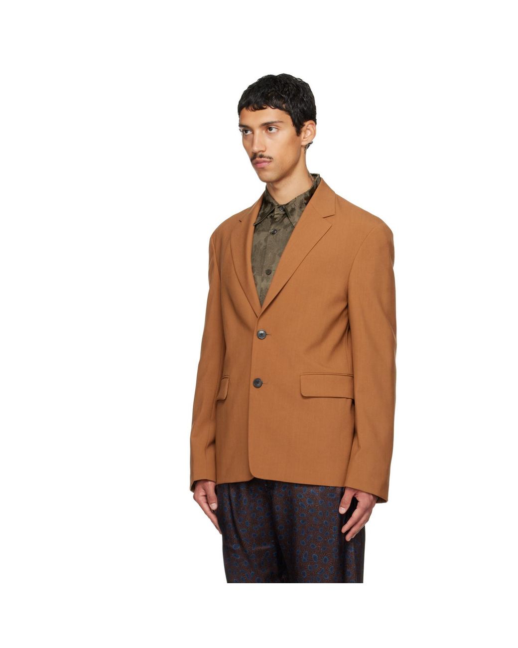 Dries Van Noten Brown Tan Wool Blazer for men