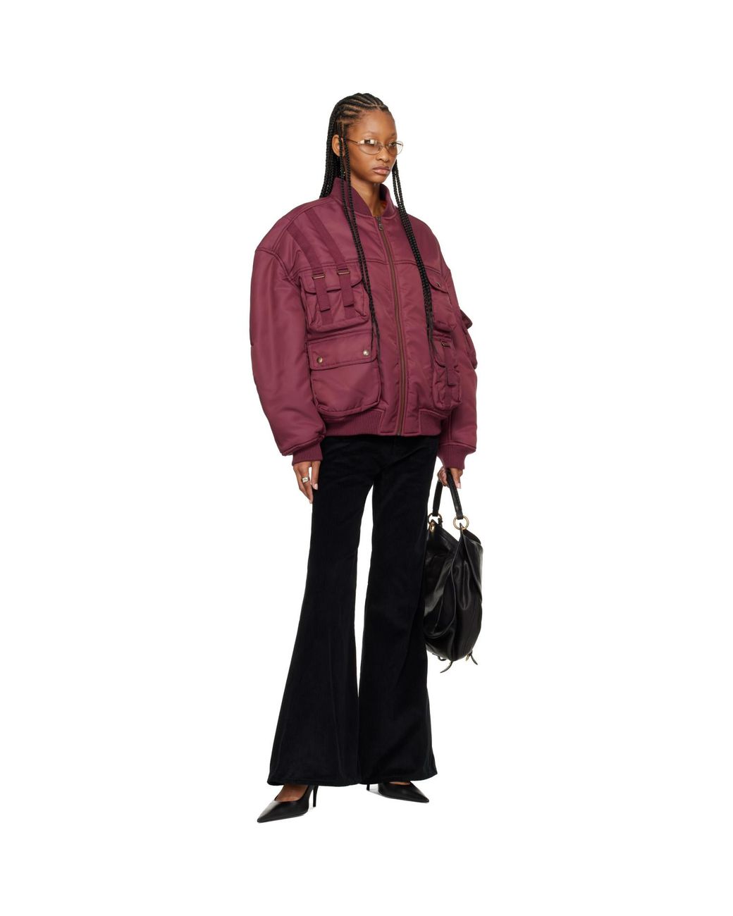 Lu'u Dan Red Burgundy Aviator Jacket