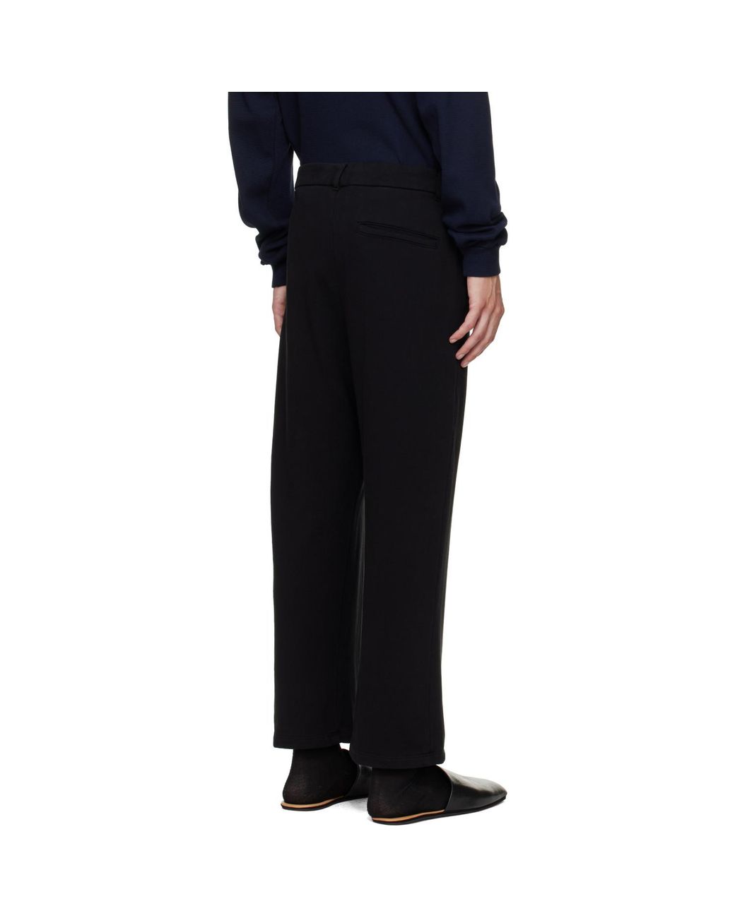 Les Tien Black French Terry Suit Trousers for men