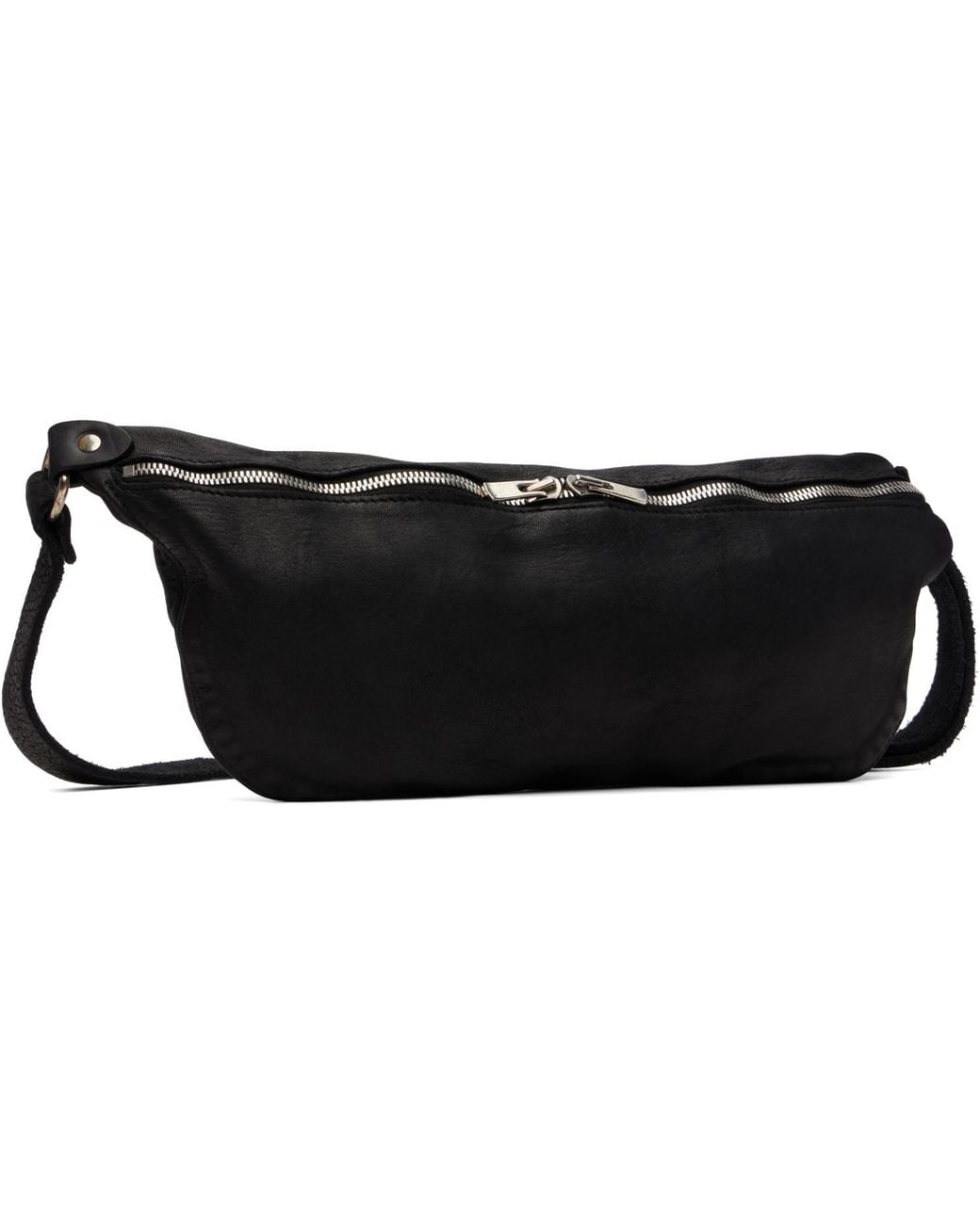 Guidi Black Leather Belt Bag for men