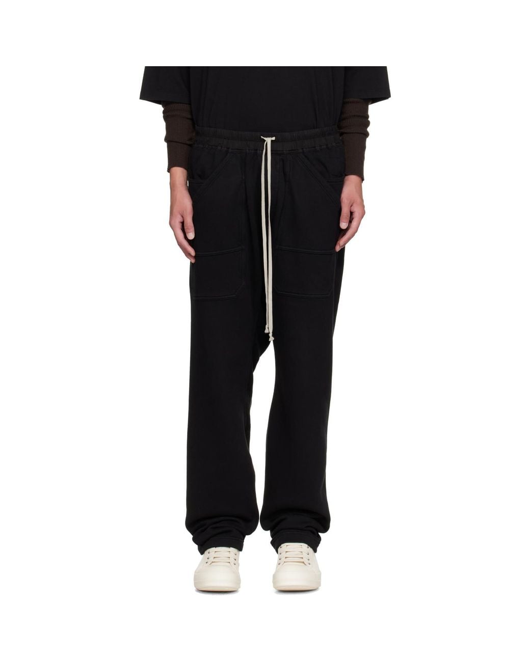Rick Owens Black Tower Classic Drawstring Cargo Pants for men