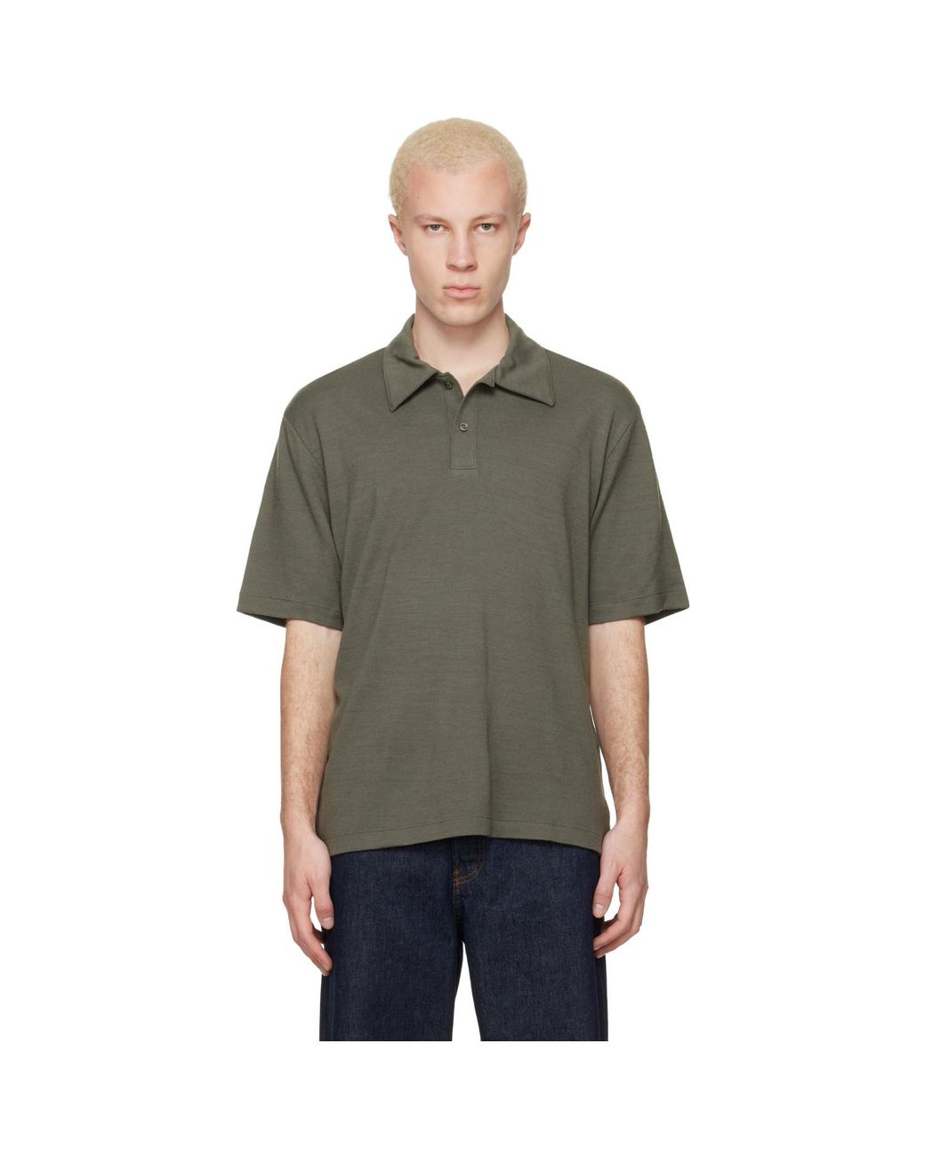 Lady White Co. Black Taupe Summer Wool Polo for men