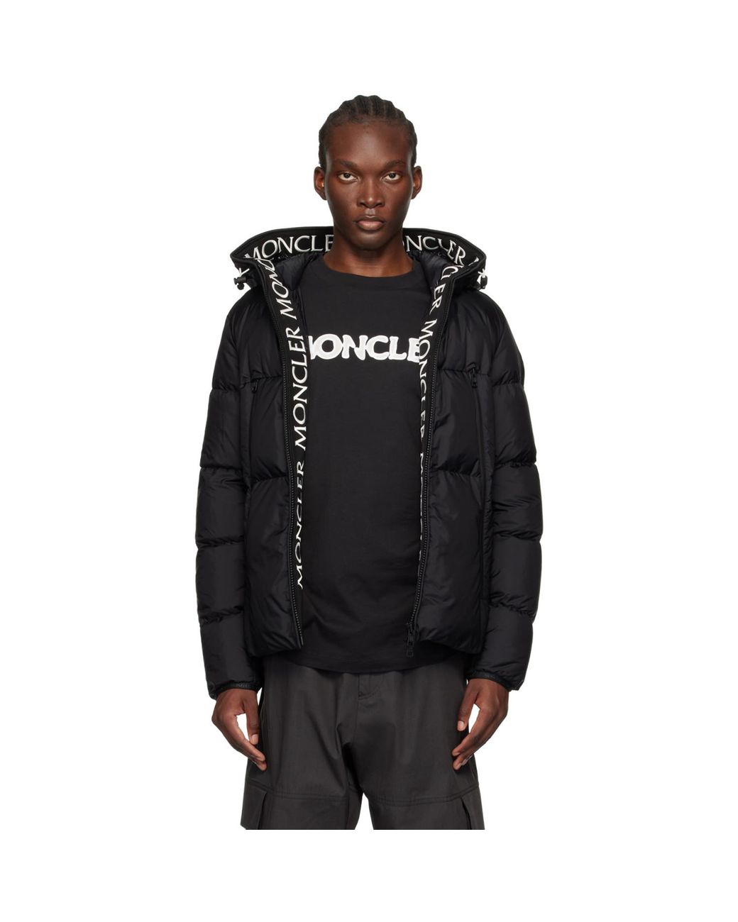 Moncler Black Montcla Paneled Hooded Jacket for men