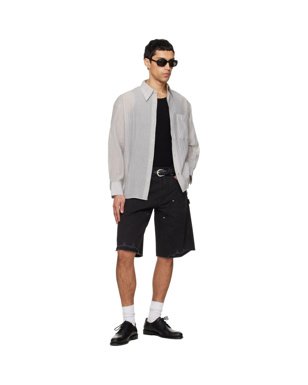TONYWACK Black Lyocell Oversized Stripe Shirt for men