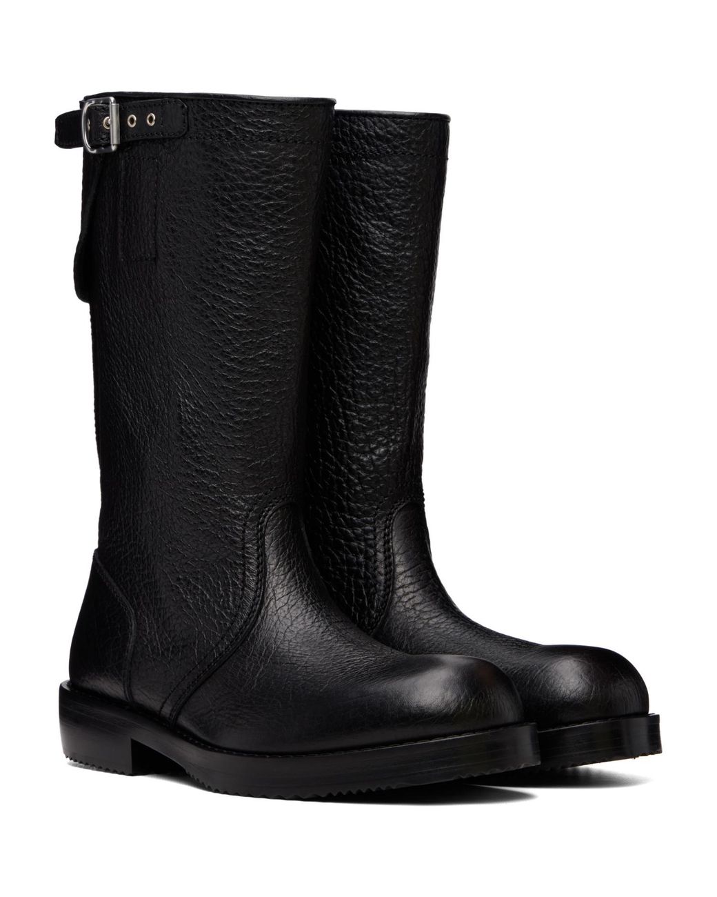 Dries Van Noten Black Leather Biker Boots for men