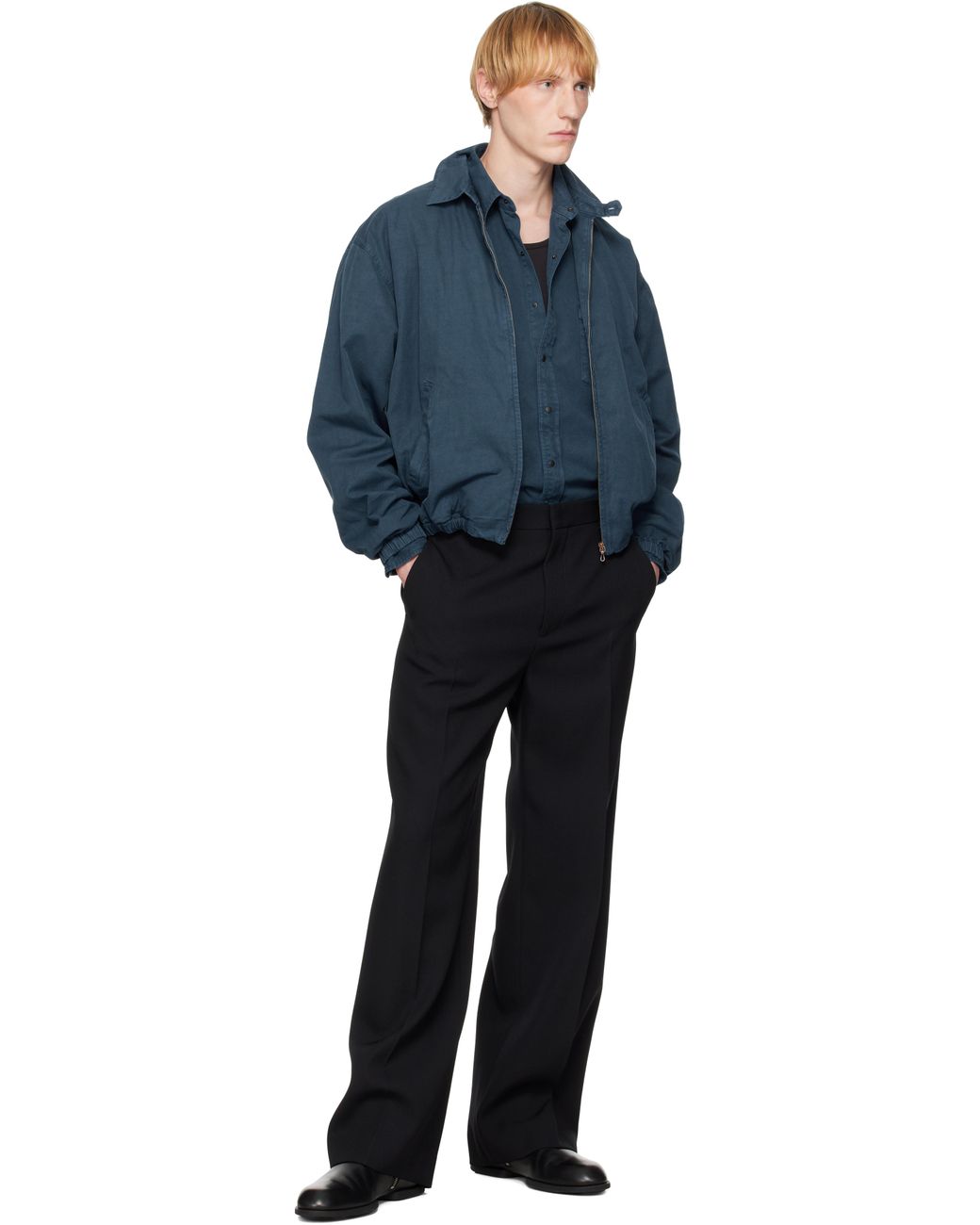 AURALEE Product Dyed Finx Gabardine Swing Jacket in Blue for