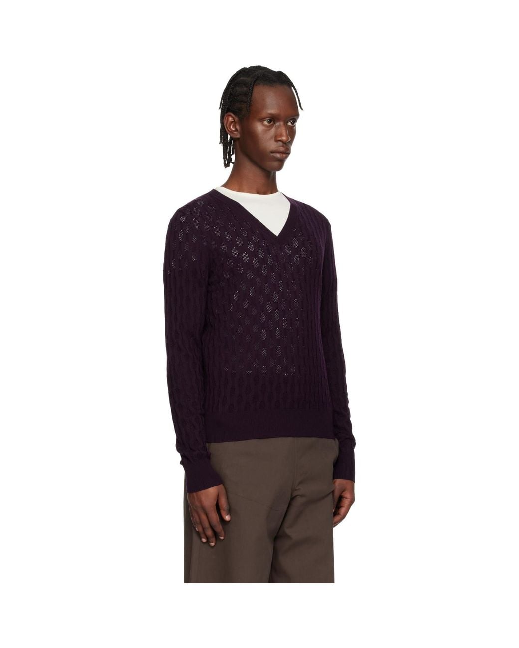 Dries Van Noten Blue Open-Knit Sweater for men