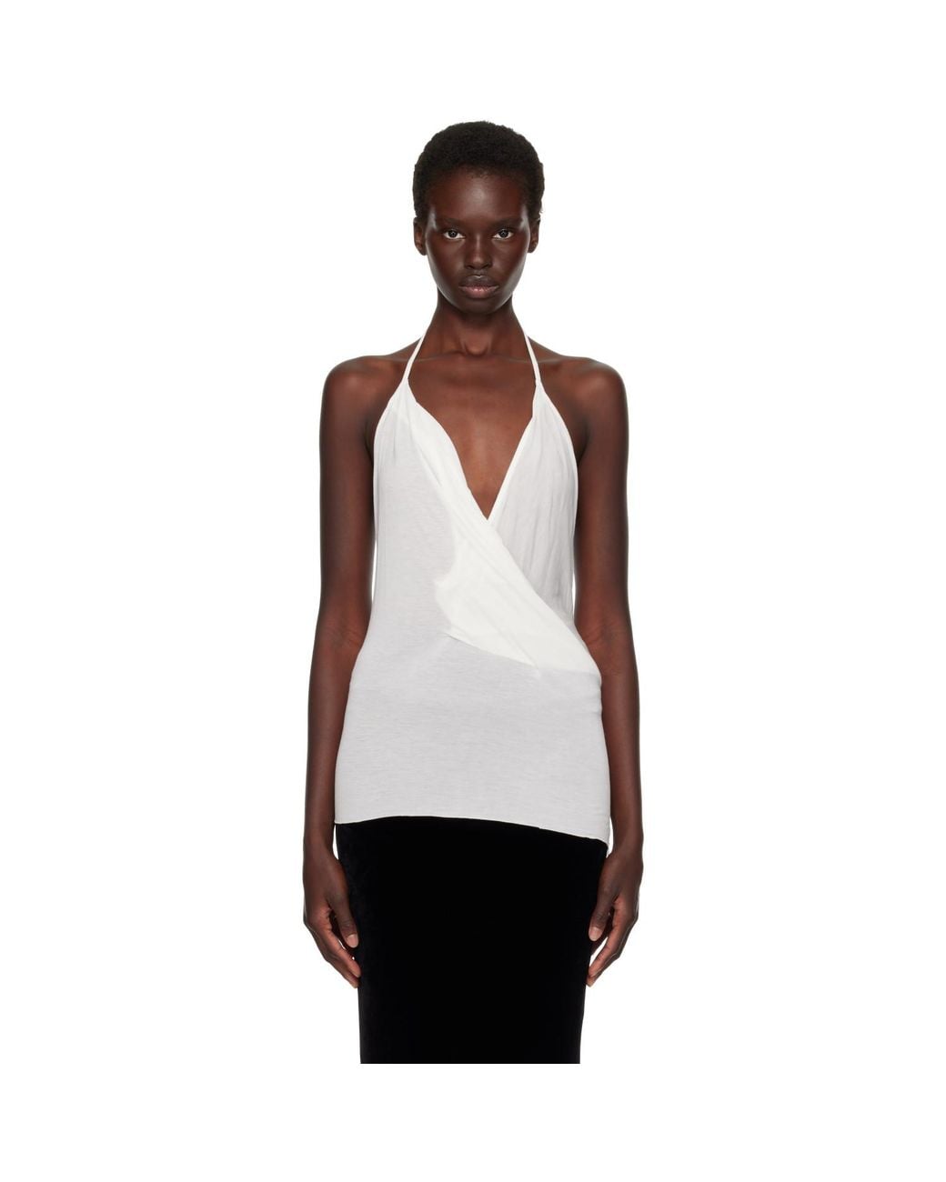 Rick Owens White Off- Tower Draped Top
