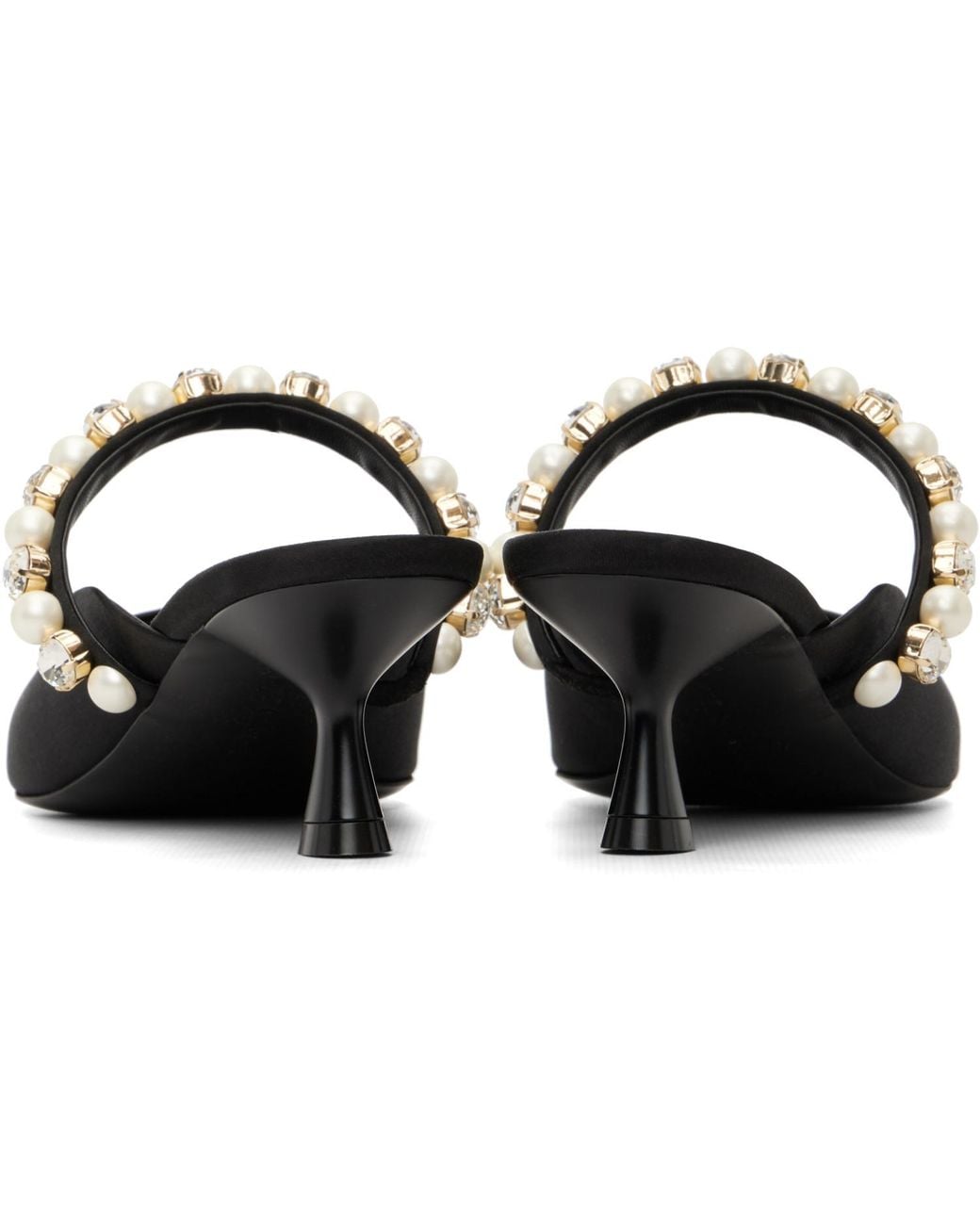 Stella McCartney Black Elsa Pearl-Embellished Kitten Heels