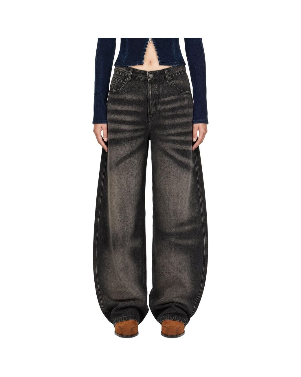 DIESEL Black Relaxed High Waist 1987 D-Khelz Jeans
