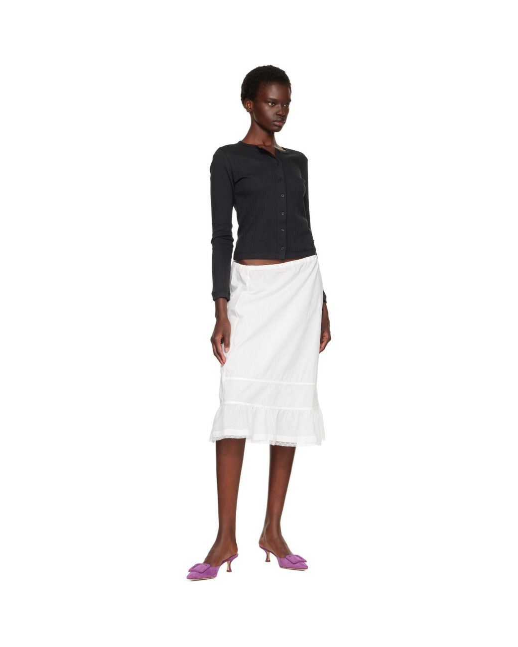 Cou Cou White 'The Petticoat' Midi Skirt