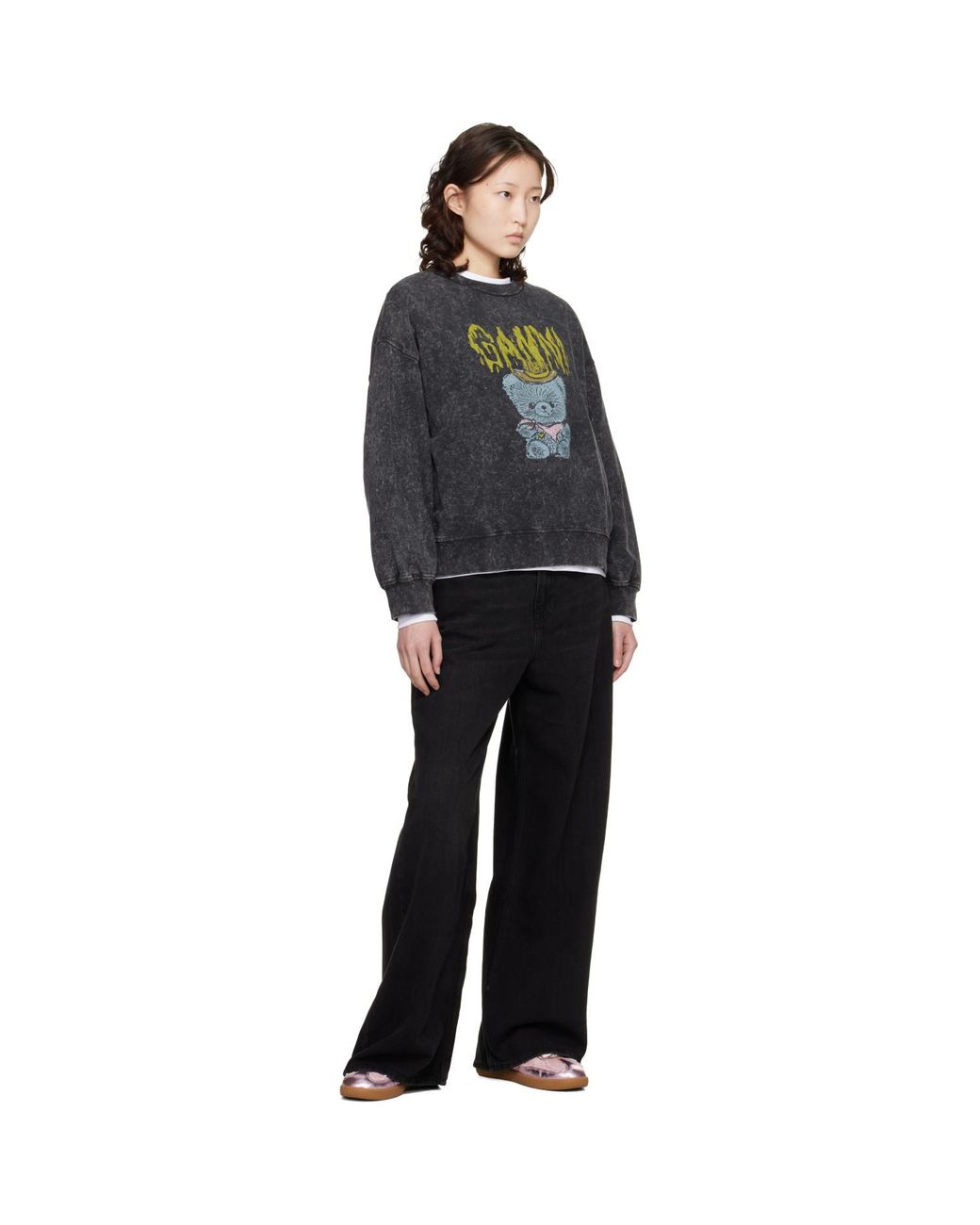 Ganni Black Vintage Wash Sweatshirt