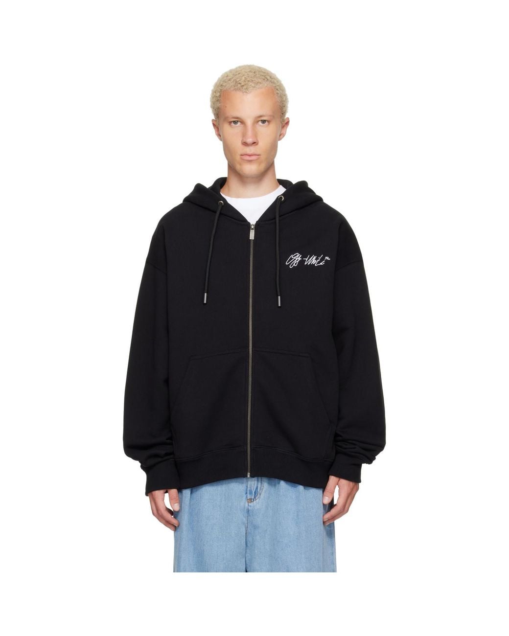 Off-White c/o Virgil Abloh Black Mercy Scribble Skate Zip Hoodie for men