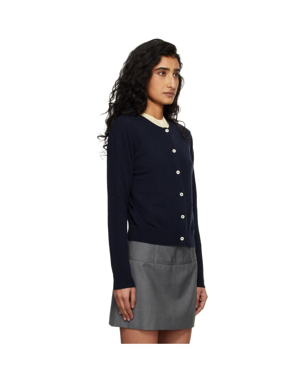 DUNST Blue Essential Crewneck Knit Cardigan
