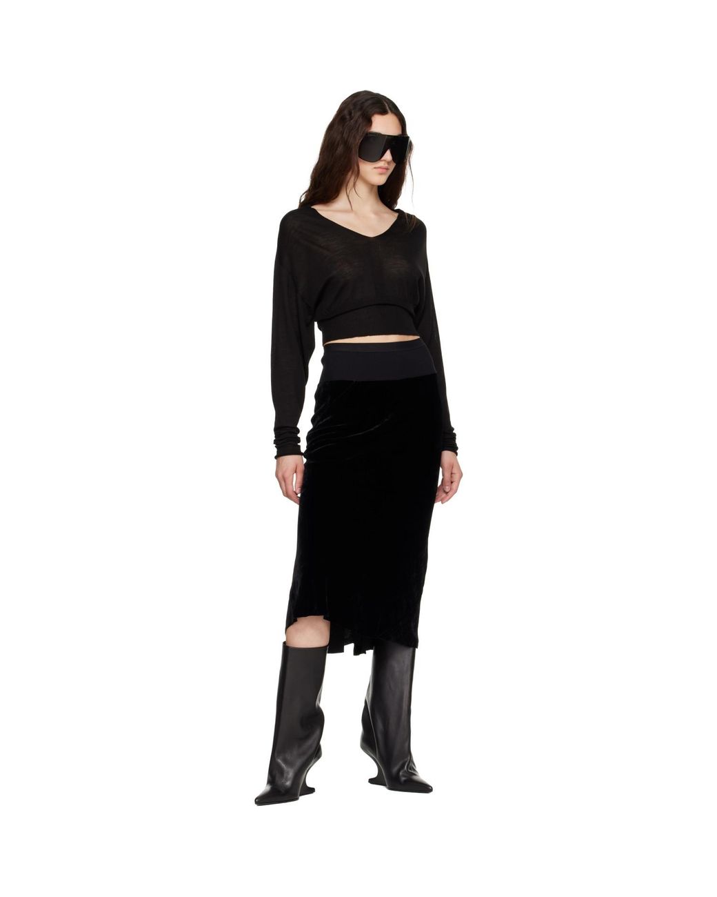 Rick Owens Black Tower V Cropped Sweater