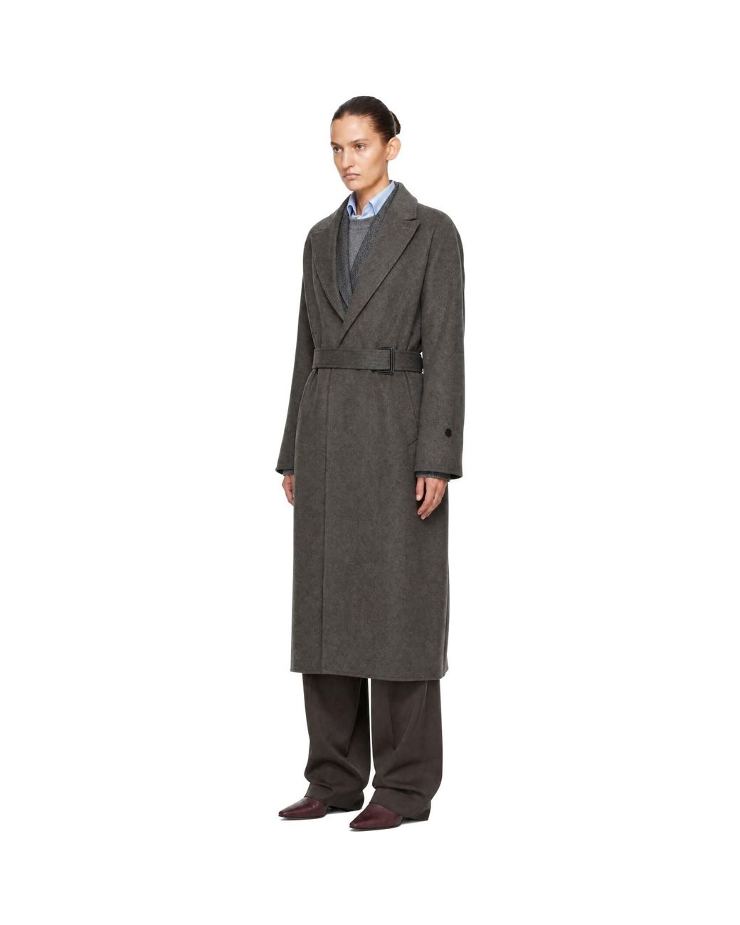 Ssstein Black Doeskin Oversized Peak Lapel Chester Coat
