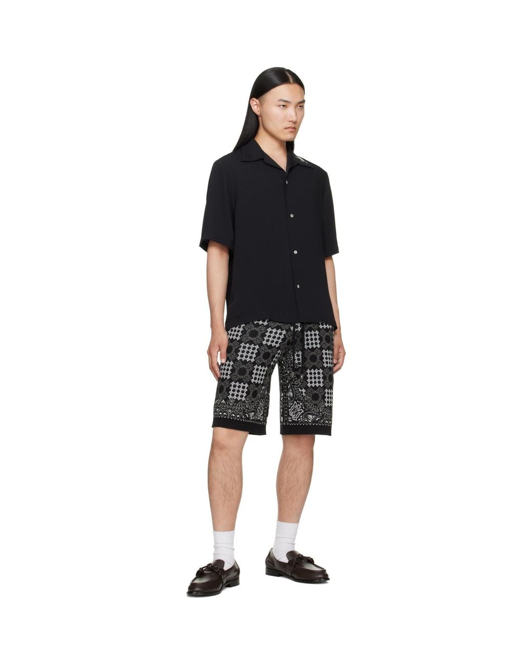 Amiri Black Quad Checker Track Shorts for men