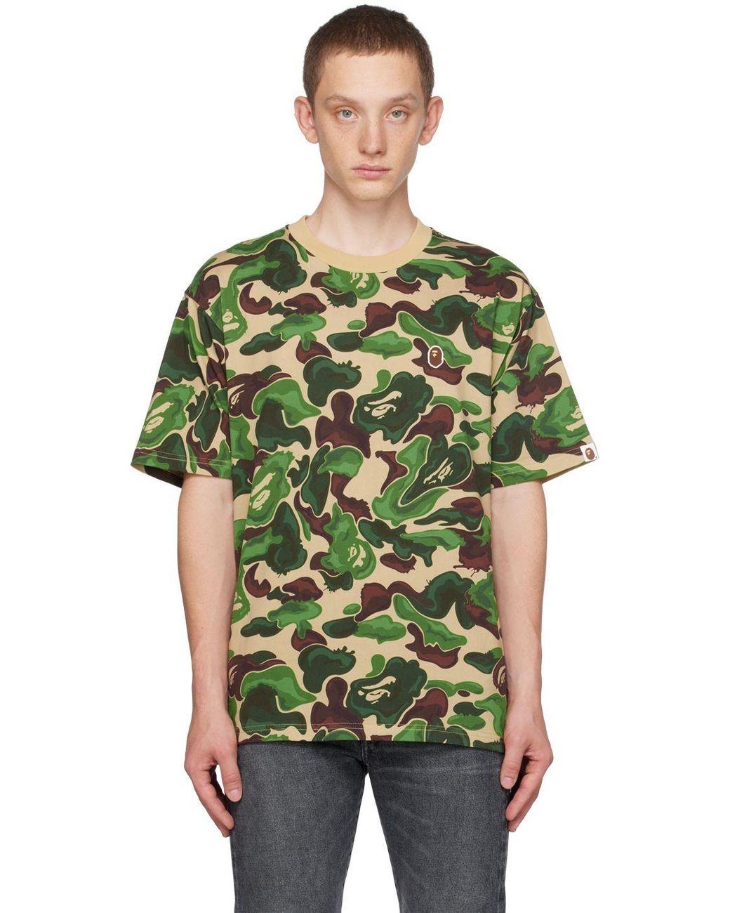 A Bathing Ape Art Camo Ape Head One Point T shirt in Green for Men
