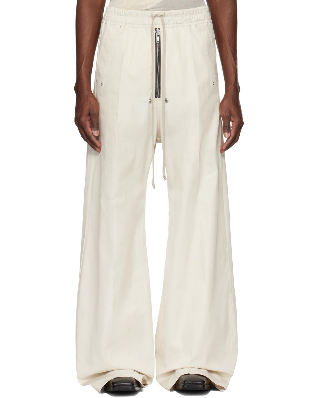 Rick Owens Off- Hollywood Wide Bela Trousers in Natural for Men | Lyst