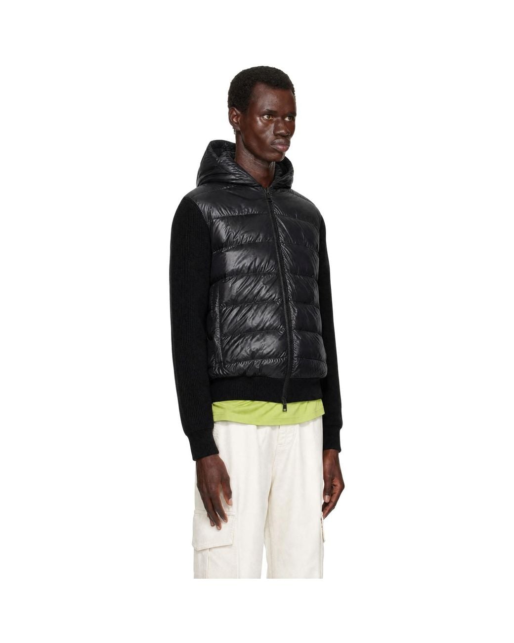 Moncler Black Padded Wool Zip-Up Jacket for men