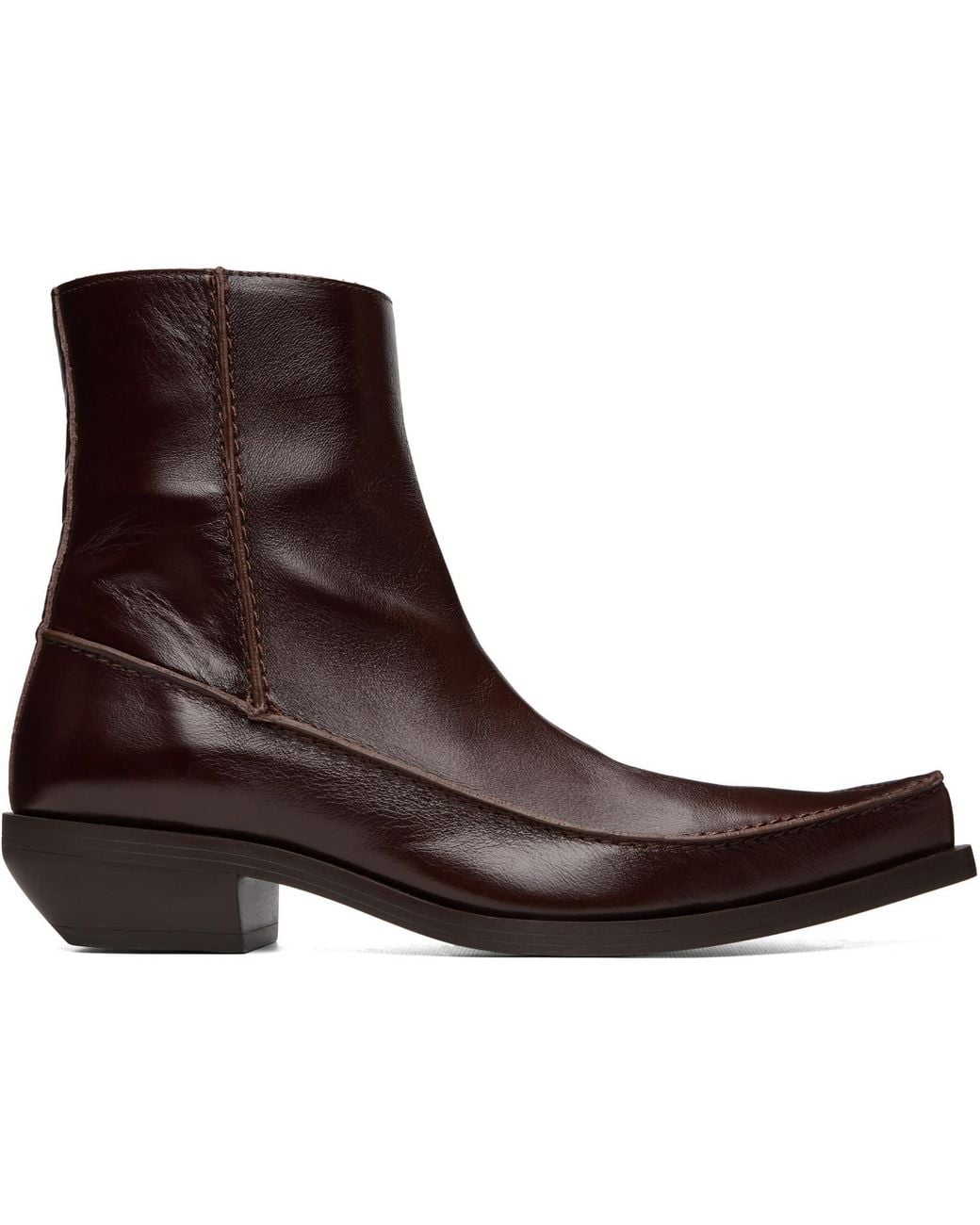DIESEL Brown D-Frido Western Ankle Boots for men