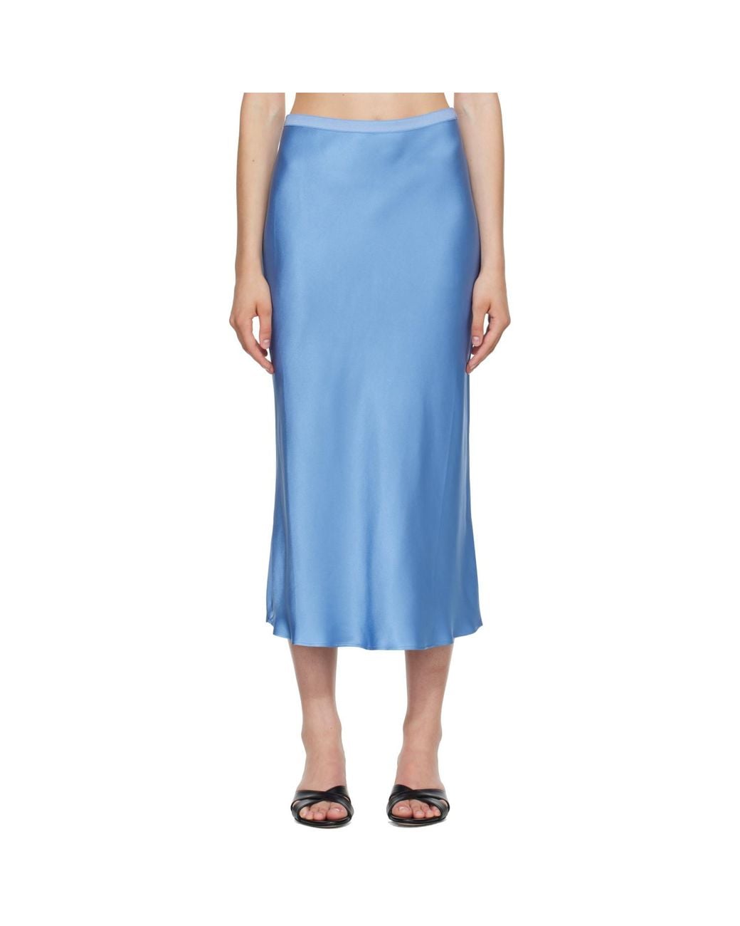 Anine Bing Blue Bar Silk Midi Skirt