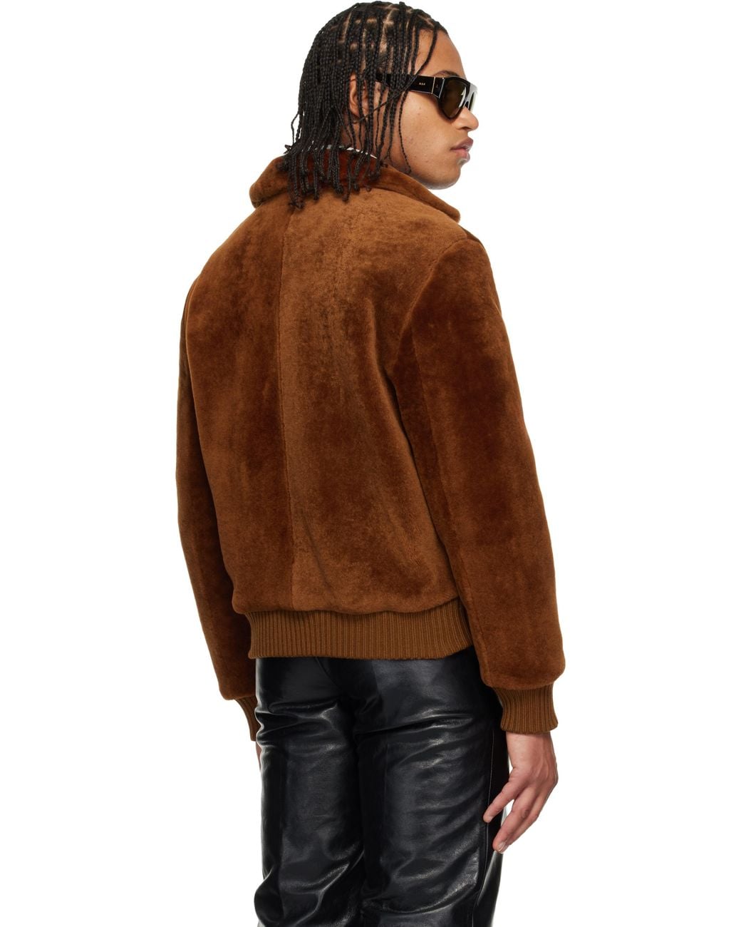 メンズ Ernest W. Baker ブラウン ジッパー シアリングジャケット Brown