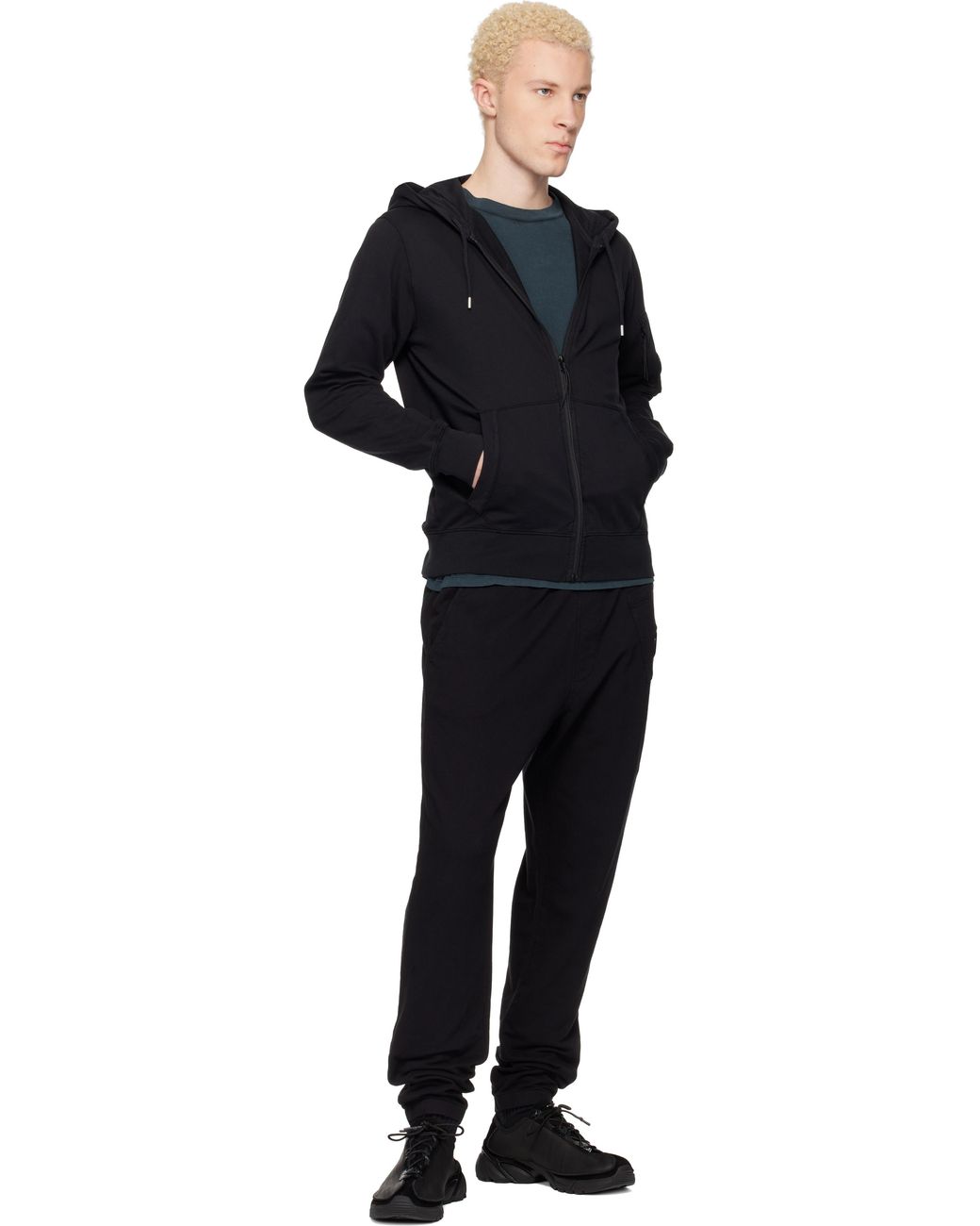 C P Company Black Light Fleece Lens Sweatpants for men