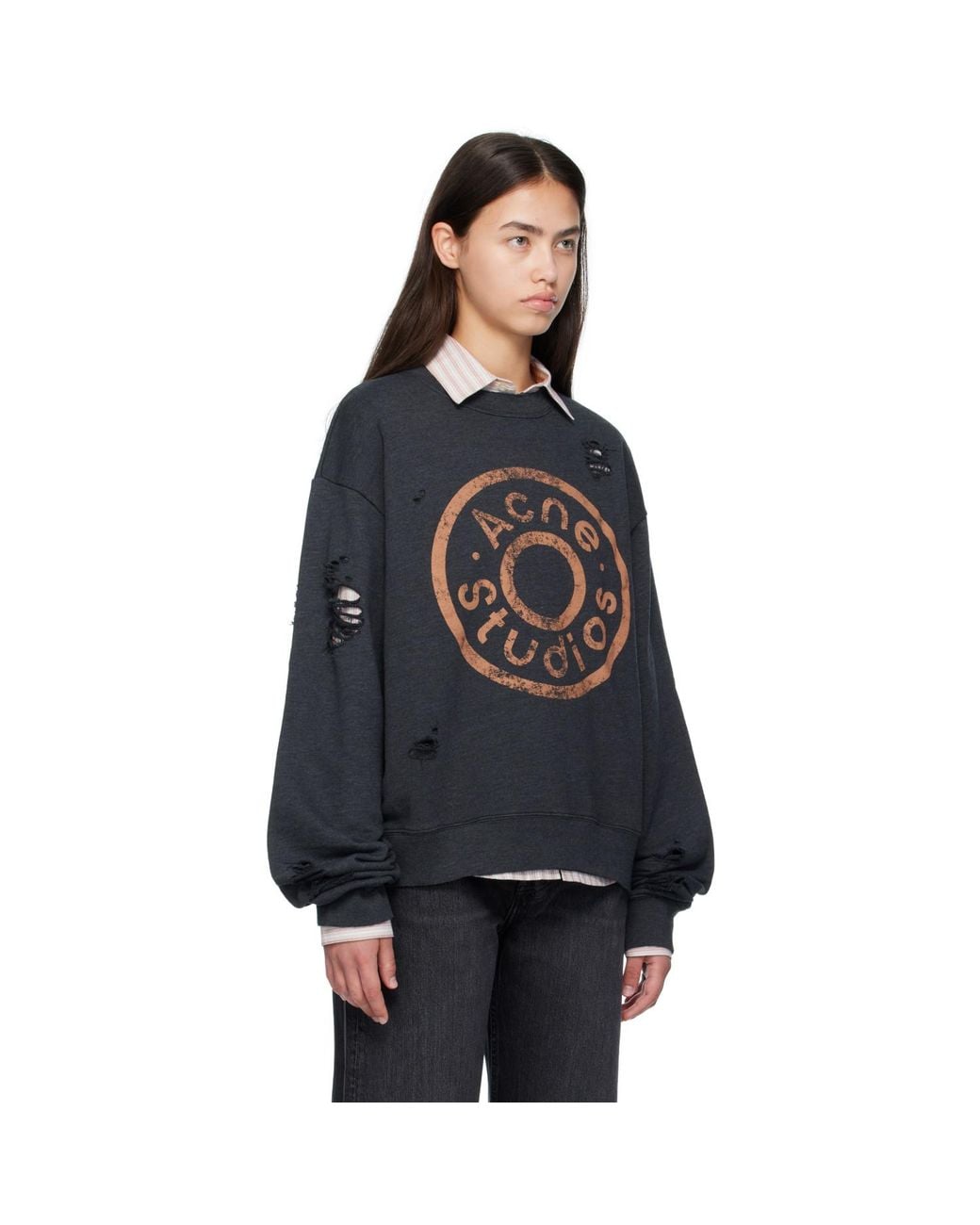 Acne Black Printed Logo Sweatshirt