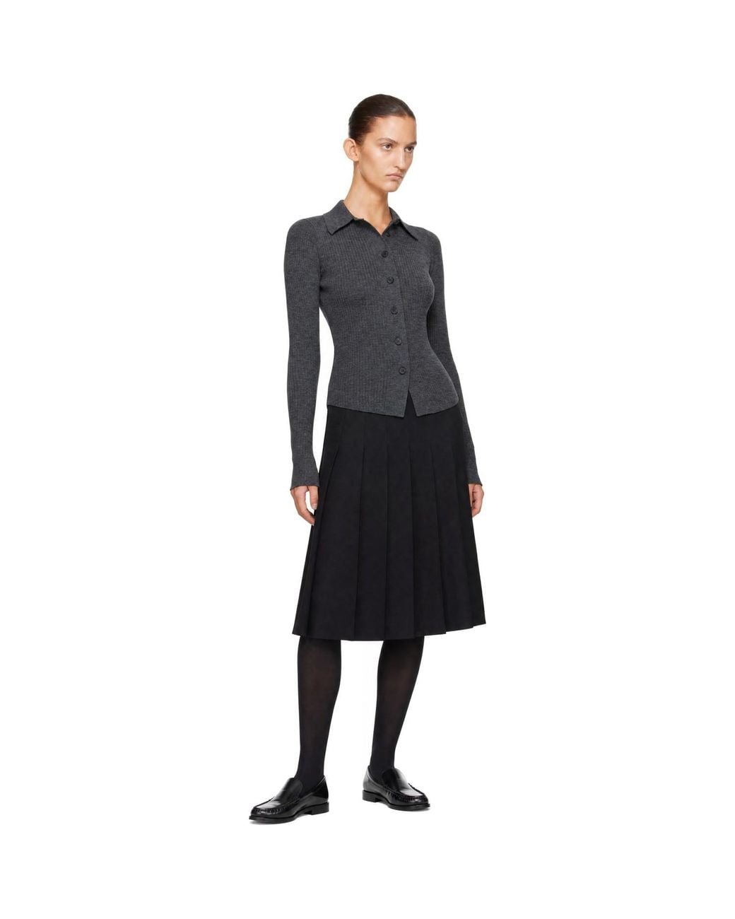 DUNST Black Pleats Midi Skirt