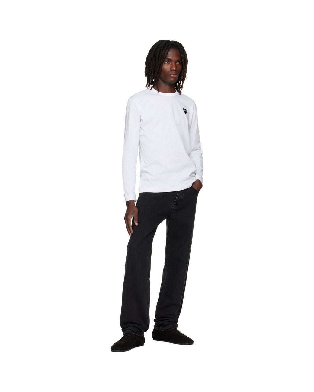 COMME DES GARÇONS PLAY White Heart Emblem Long Sleeve T-Shirt for men