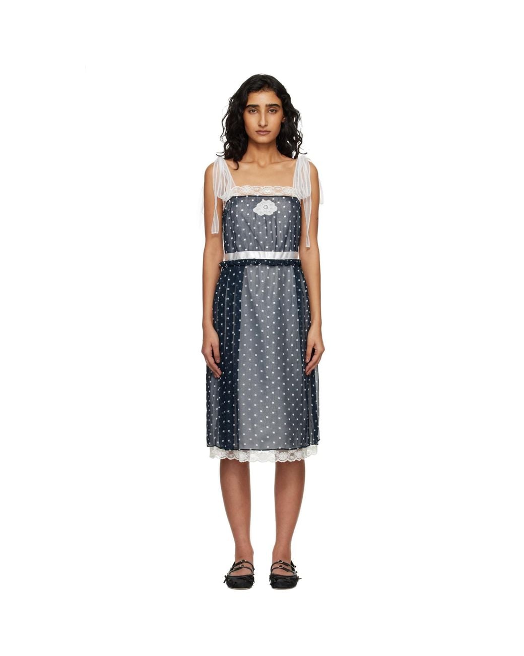 Marc Jacobs Blue Ribbon Strap Chiffon Midi Dress
