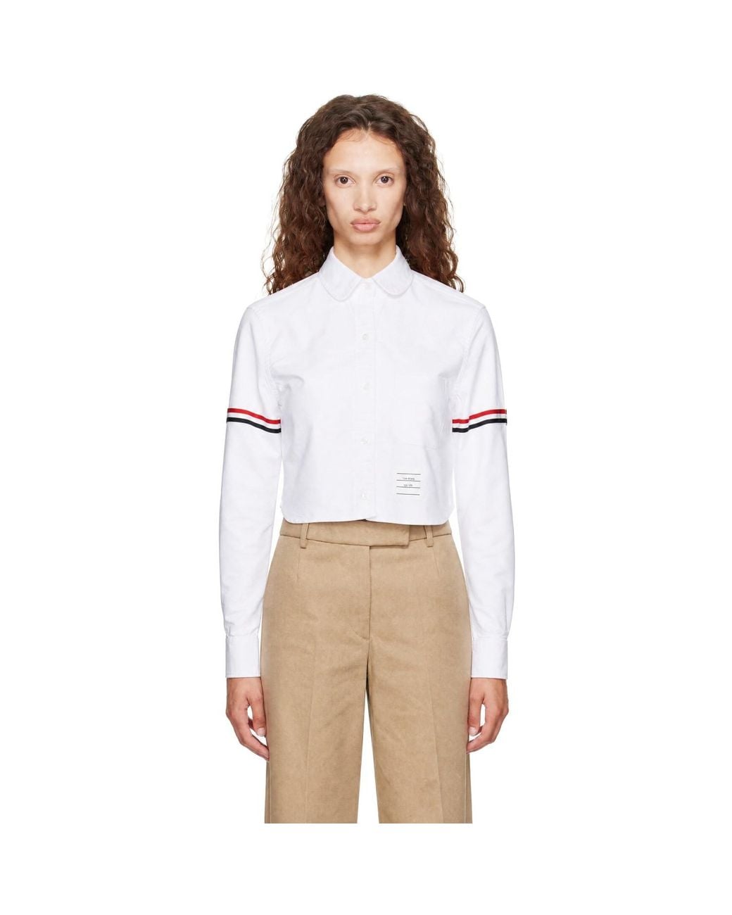 Thom Browne White Oxford Cropped Armbands Shirt