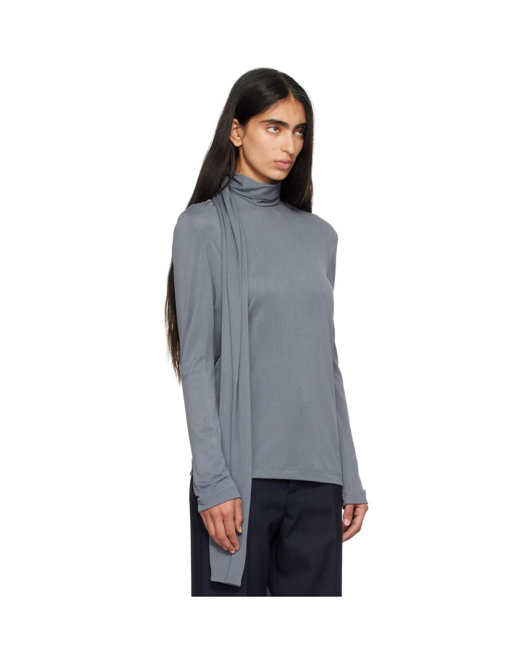 Bottega Veneta Gray Viscose Jersey Top