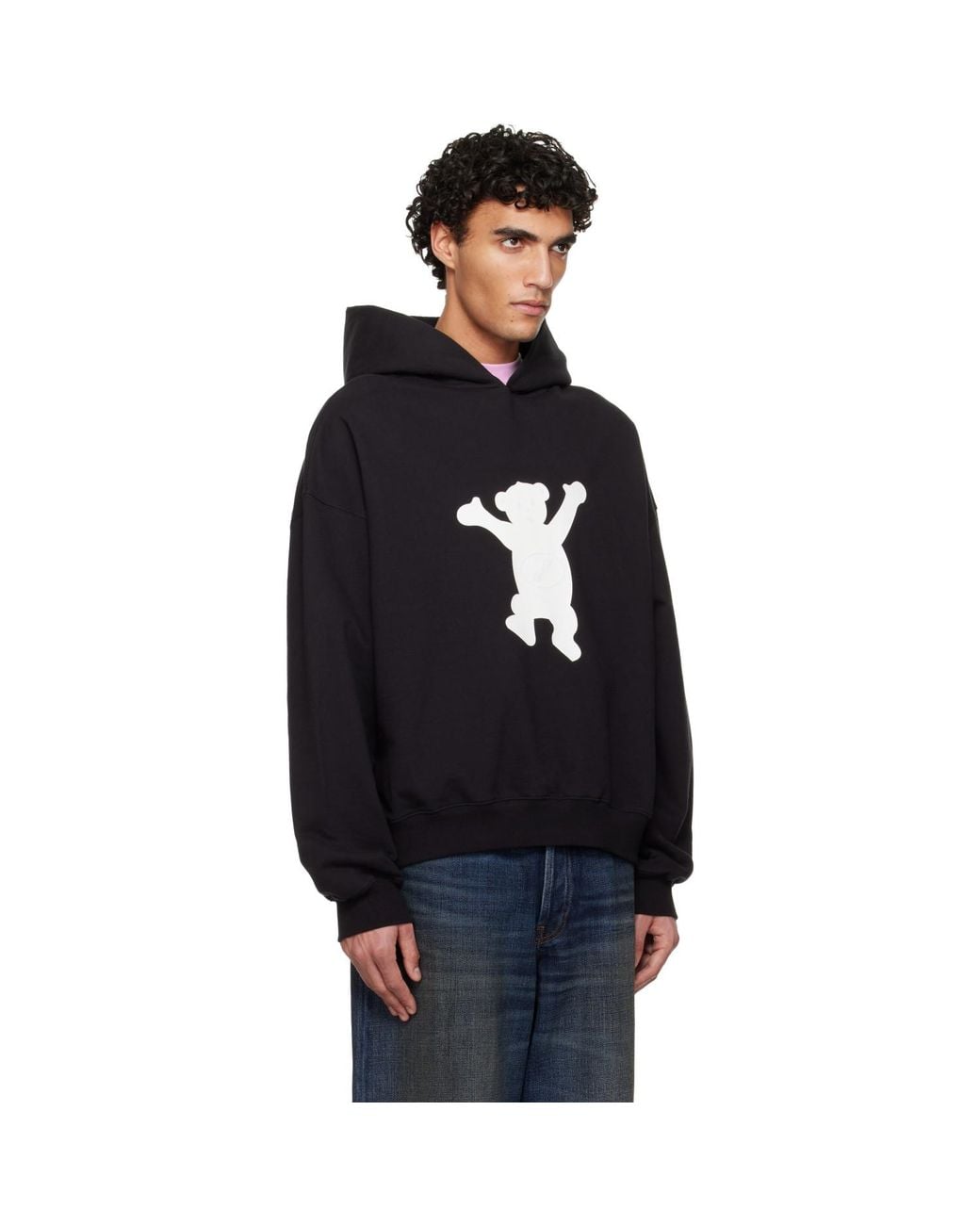 we11done Blue New Teddy Logo Hoodie for men