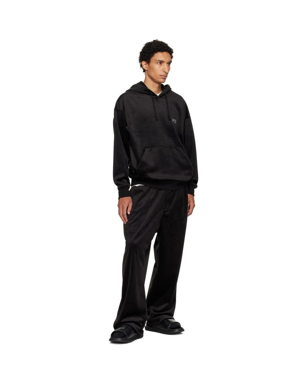 Y-3 Black Slides for men