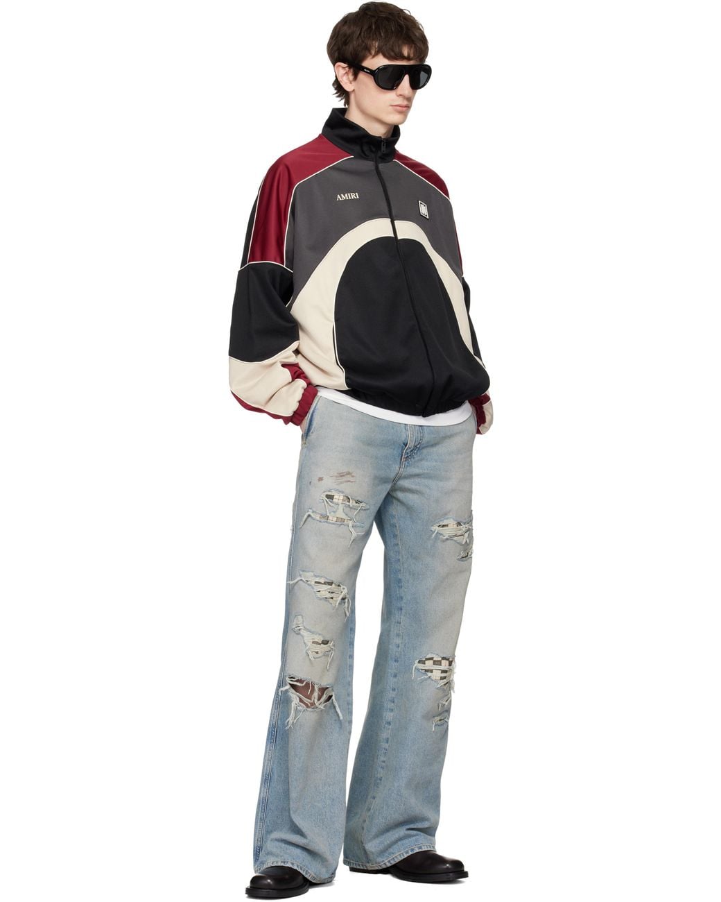 Amiri Black Oversized Panel Track Jacket for men