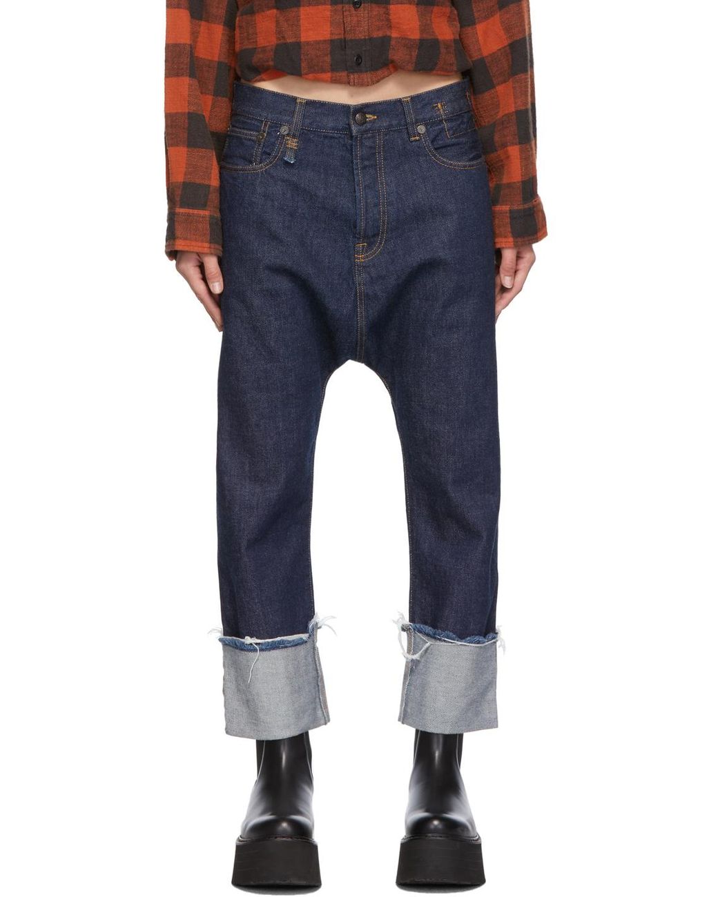 R13 Denim Navy Tailored Drop Jeans in Blue Lyst