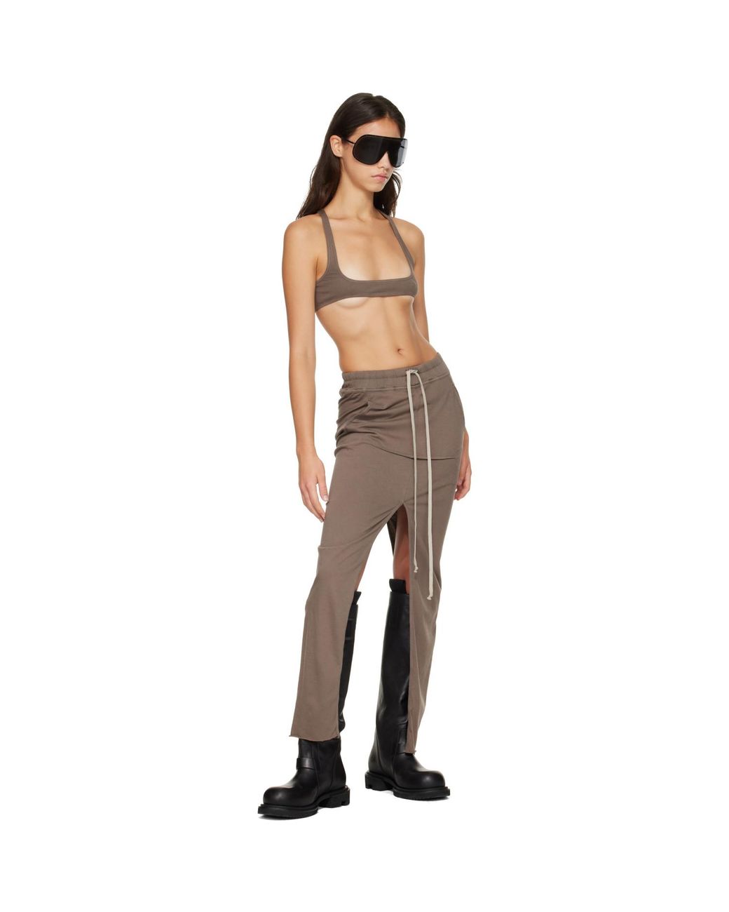 Rick Owens Brown Tower Pull On Sliced Pillar Maxi Skirt