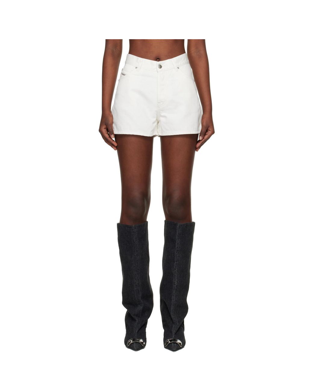 DIESEL White De-Helios Denim Shorts
