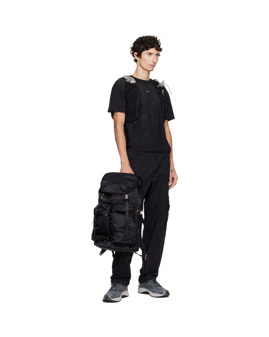Master Piece Black Lightning Double Pocket Flap Backpack for men