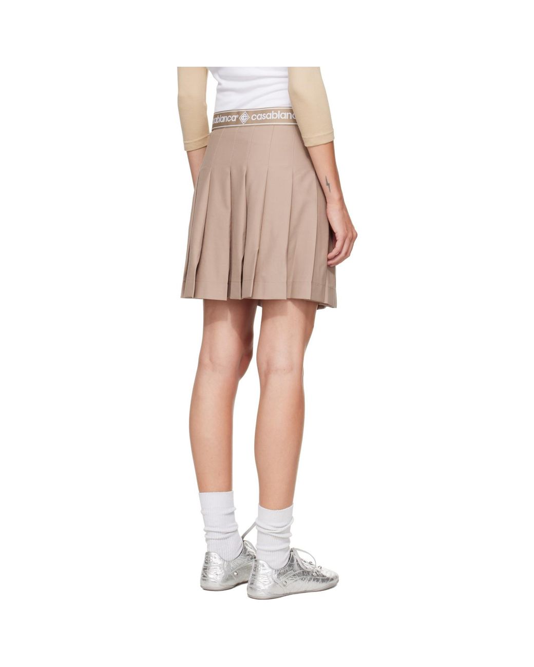 Casablanca Natural Pleated Miniskirt