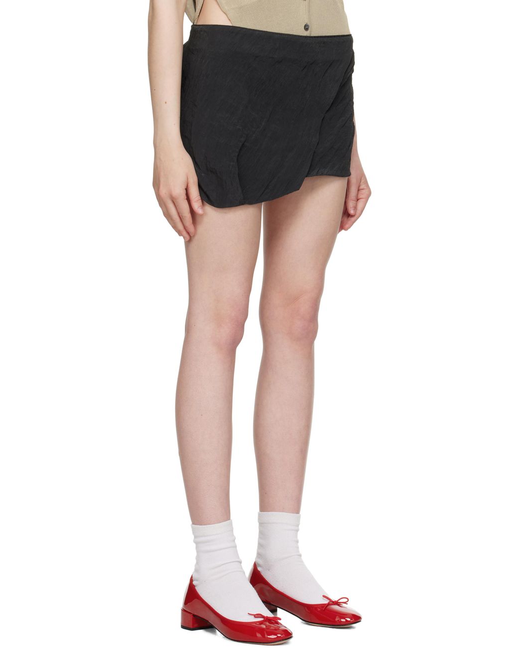 【OPEN YY】CRINKLED GATHER MINI SKIRT, CHARCOAL OPEN YY Crinkled Gather Miniskirt in Black | Lyst UK