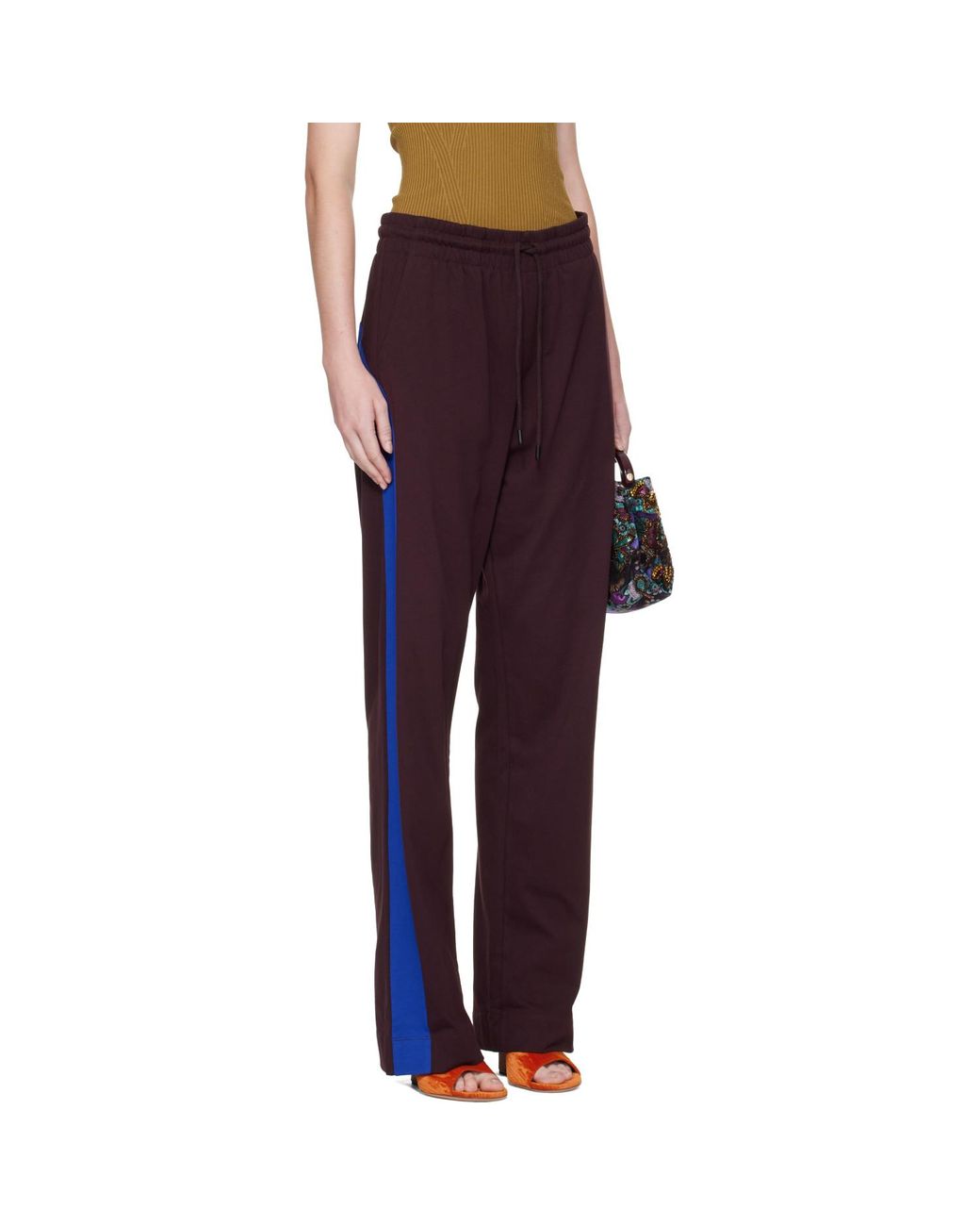 Dries Van Noten Purple Burgundy Cotton Lounge Pants