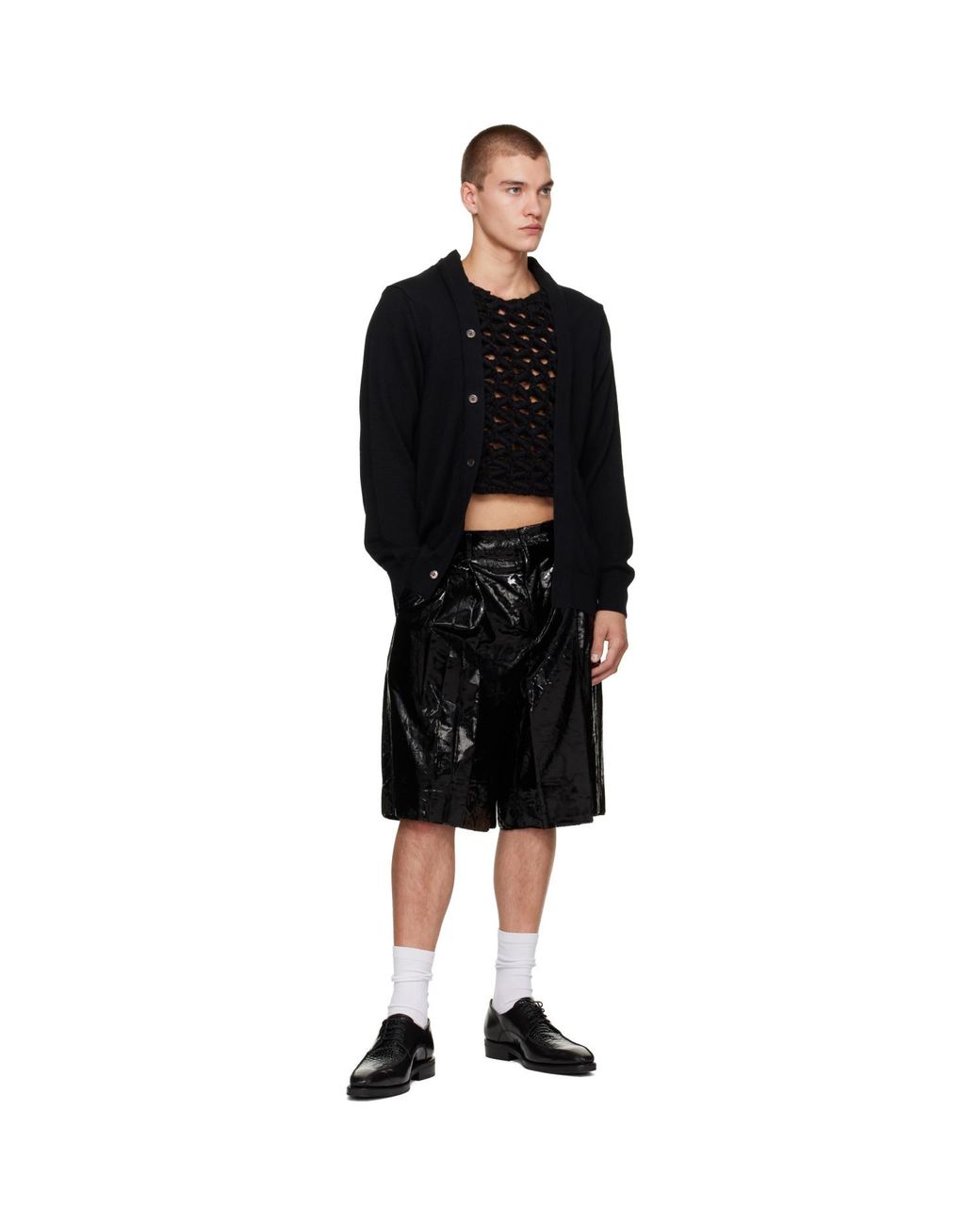 Comme des Garçons Black Worsted Yarn Wool Cardigan for men